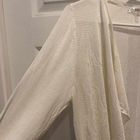August Silk Women's Open Front Flowy Cardigan Viscose Off White Medium Beachy - Picture 2 of 8